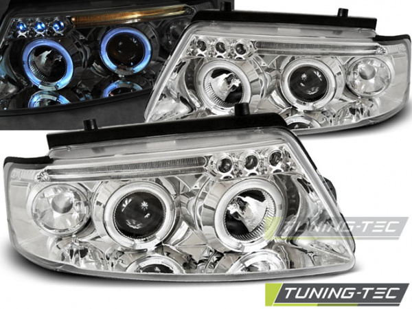 LED Angel Eyes Scheinwerfer für VW Passat 3B (B5) 96-00 chrom